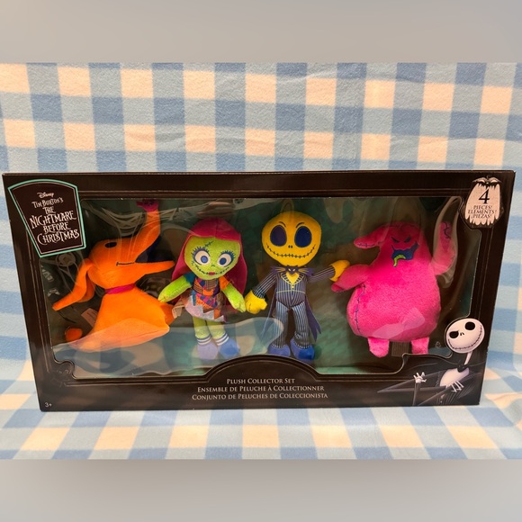 Disney The Nightmare Before Christmas Neon Plush Collector Set 4 Pack NIB - Picture 1 of 5